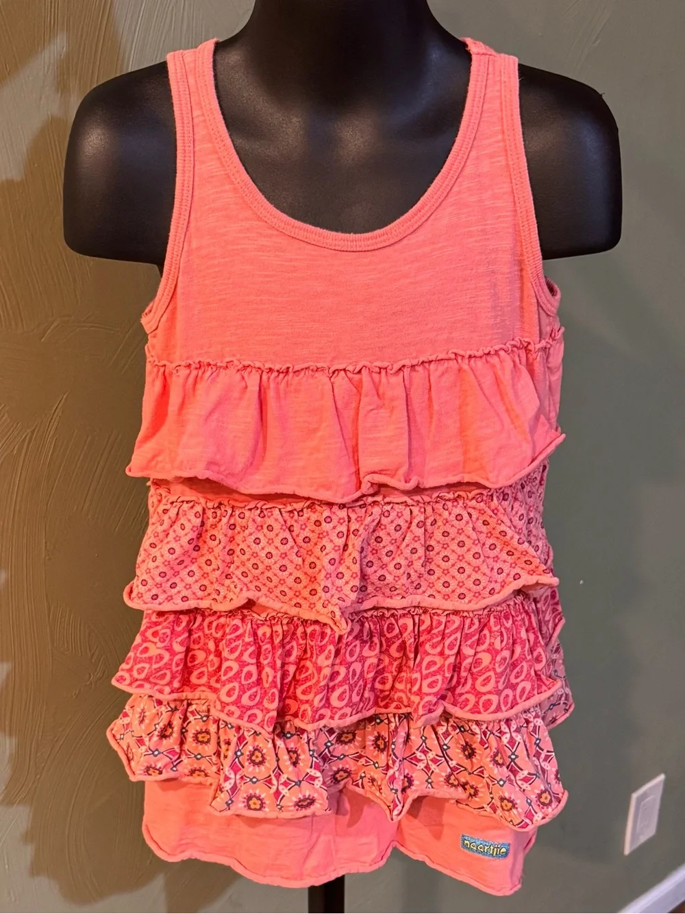 Naartjie Kids Girls Tiered Ruffle Dress Size M (5 Years) Salmon Pink Boho
